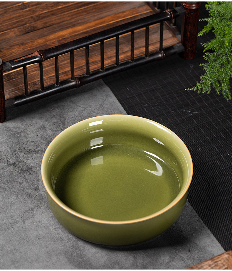 龙泉青瓷 中式仿古茶洗功夫茶具配件 陶瓷烟灰缸水盂文房四宝笔洗