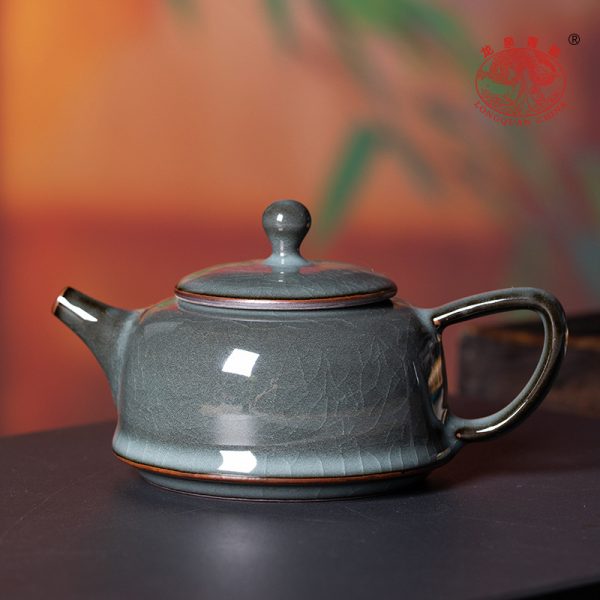 龙泉青瓷 手工茶壶单壶哥窑冰裂铁胎功夫茶具 陶瓷家用高档泡茶壶