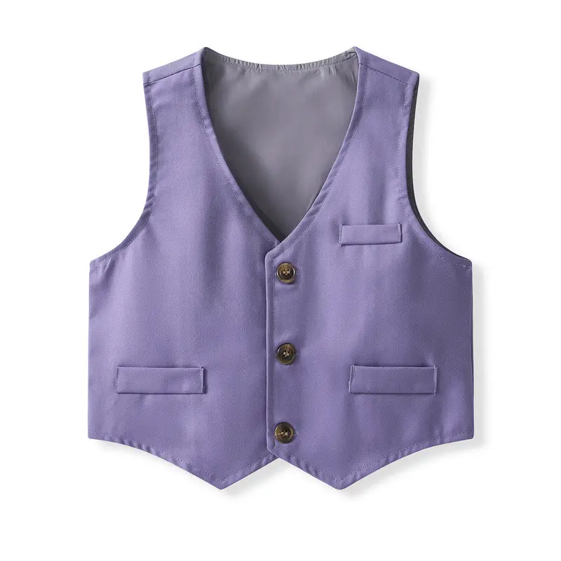 儿童马甲小西装套装英伦风条纹长袖衬衫演出服花童宝宝周岁小礼服