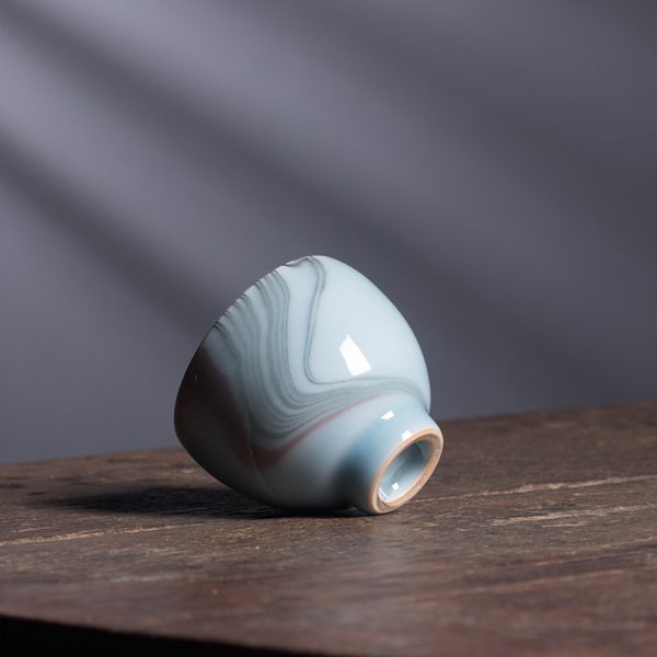 龙泉青瓷 创意功夫茶杯原矿手工杯主人杯 陶瓷高档绞胎品茗杯茶碗