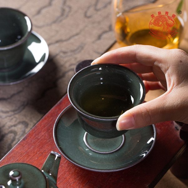 龙泉青瓷 创意铁胎功夫茶具套装 陶瓷便携旅行泡茶壶茶杯盏礼盒装