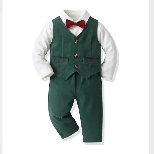 跨境外贸童装婴幼儿周岁衣服秋冬季哈衣绅士连体衣宝宝棉礼服服装