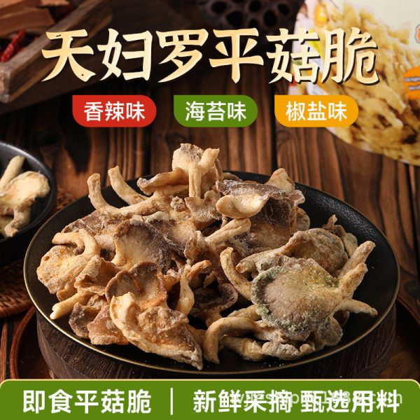 酥脆蘑菇菌菇脆即食1kg批发儿童解馋零食天妇罗平菇脆厂家批货代