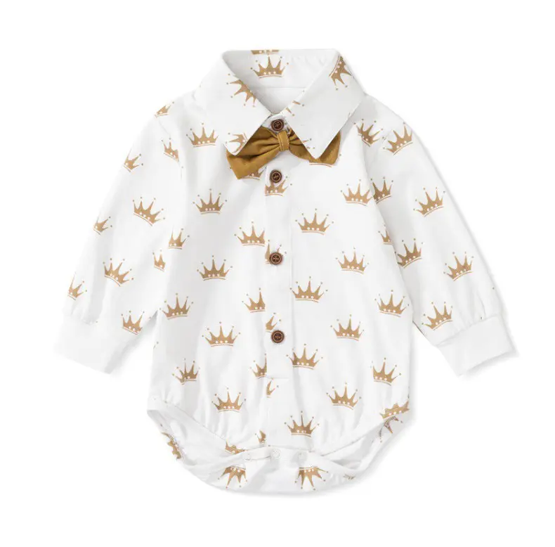 Baby jumpsuit跨境新款婴幼儿男童三角哈衣宝宝长短袖绅士爬服