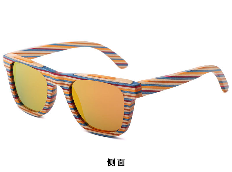 新款跨境男女士竹木眼镜  时尚彩木多层偏光太阳眼镜  UV400 现货
