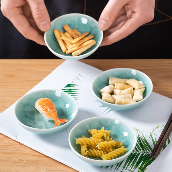 龙泉青瓷创意厨房醋碟调味碟小号盘子陶瓷酱料碟餐厅酒店小吃盘