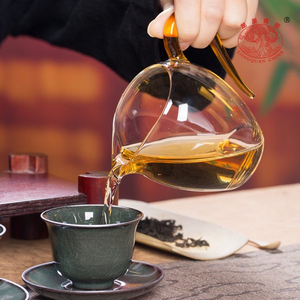 龙泉青瓷 铁胎一壶四杯功夫旅行茶具套装 陶瓷便携茶壶茶杯礼盒装