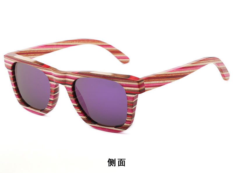 新款跨境男女士竹木眼镜  时尚彩木多层偏光太阳眼镜  UV400 现货
