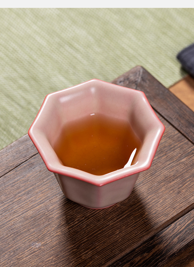 龙泉青瓷 创意手工主人杯高颜值功夫茶杯单杯 陶瓷红胎花瓣品茗杯
