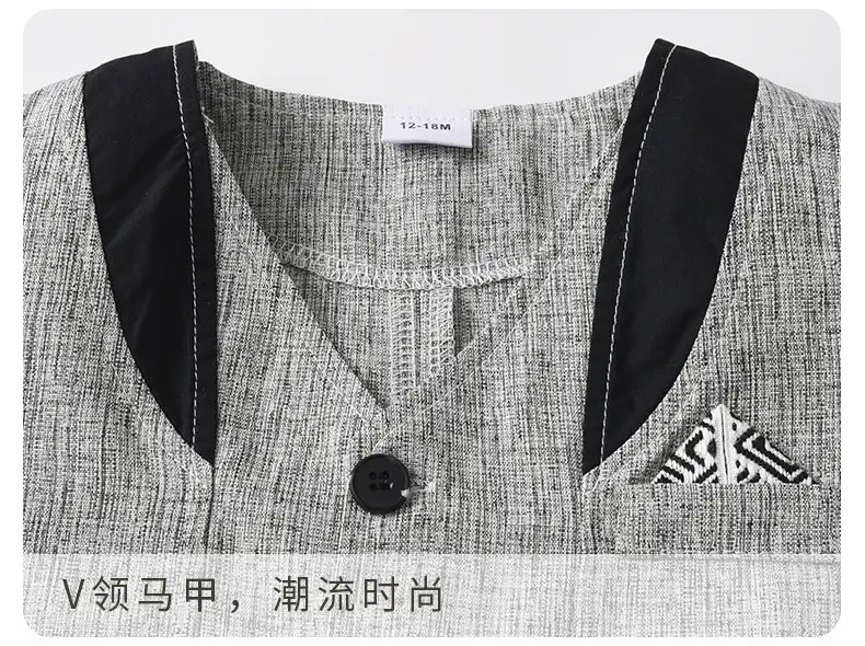 跨境欧美跨境男童套装春秋新款童装儿童燕尾服马甲三件套宝宝衣服