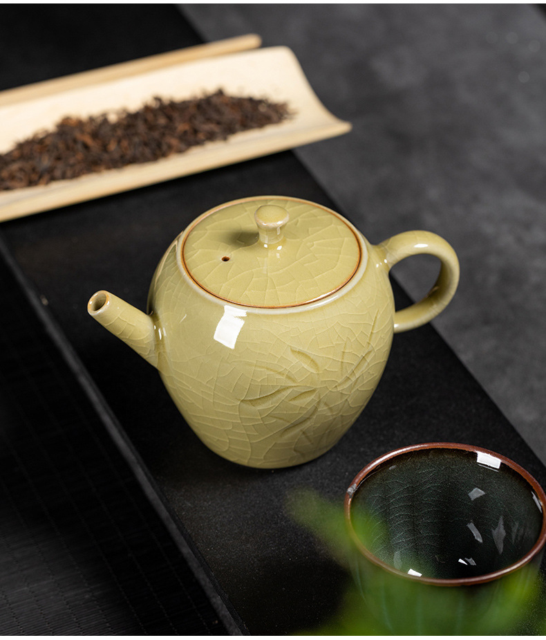 龙泉青瓷泡茶壶中式家用手工耐高温壶陶瓷功夫茶具单个小号过滤壶