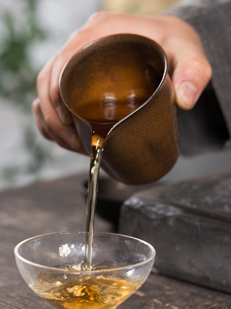 龙泉青瓷手工仿柴烧公道杯大号茶海陶瓷卓鑫伟手作薄胎瓜棱分茶器