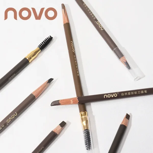 NOVO自然塑形木杆质砍刀眉笔易上色立体根根分明不易脱妆方芯双头
