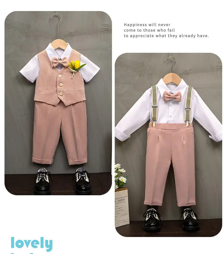 儿童西装秋冬新款英伦风婚礼花童礼服套装宝宝周岁生日宴会演出服