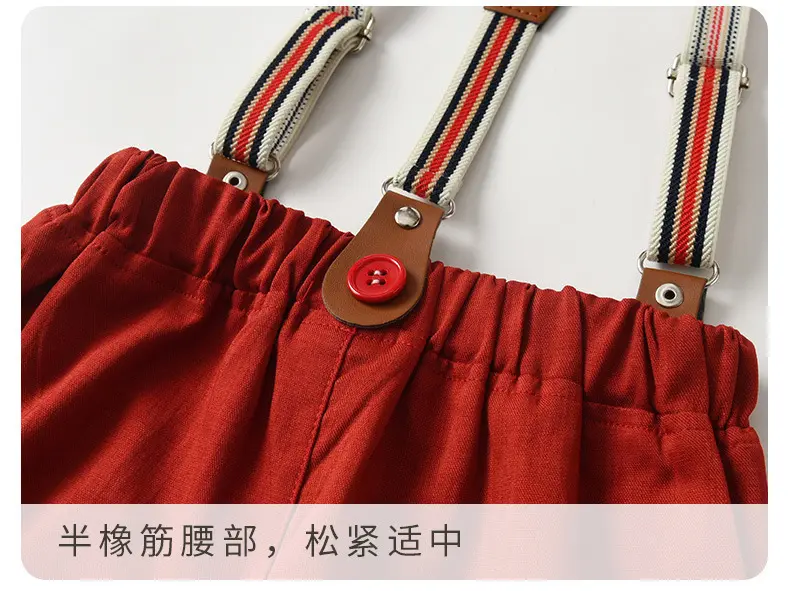 跨境欧美背带绅士男童套装夏款两件套儿童小宝宝短袖短裤男童夏装