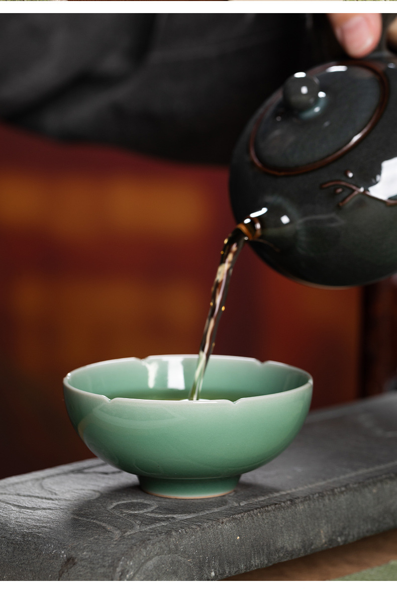 龙泉青瓷 功夫茶具手工创意主人杯单杯 陶瓷高档品茗杯盏大号茶碗