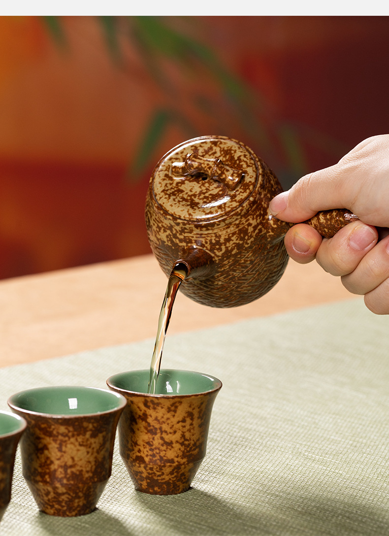 龙泉青瓷泡茶壶单个功夫小茶壶2024新款窑变手工陶瓷一人用冲泡壶