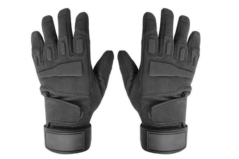黑色全指战术手套 减震防滑 户外越野救援 高强涤纶 户外运动防护