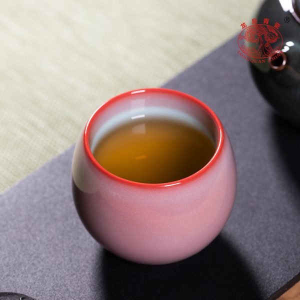 龙泉青瓷 功夫茶杯手工红釉主人杯单杯 陶瓷创意品茗杯中式泡茶碗