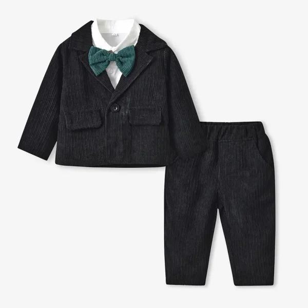 童西装韩式男童纯色西服外套棉质衬衫长裤套装宝宝花童周岁 礼服