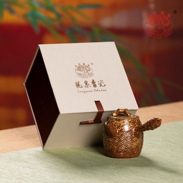 龙泉青瓷泡茶壶单个功夫小茶壶2024新款窑变手工陶瓷一人用冲泡壶