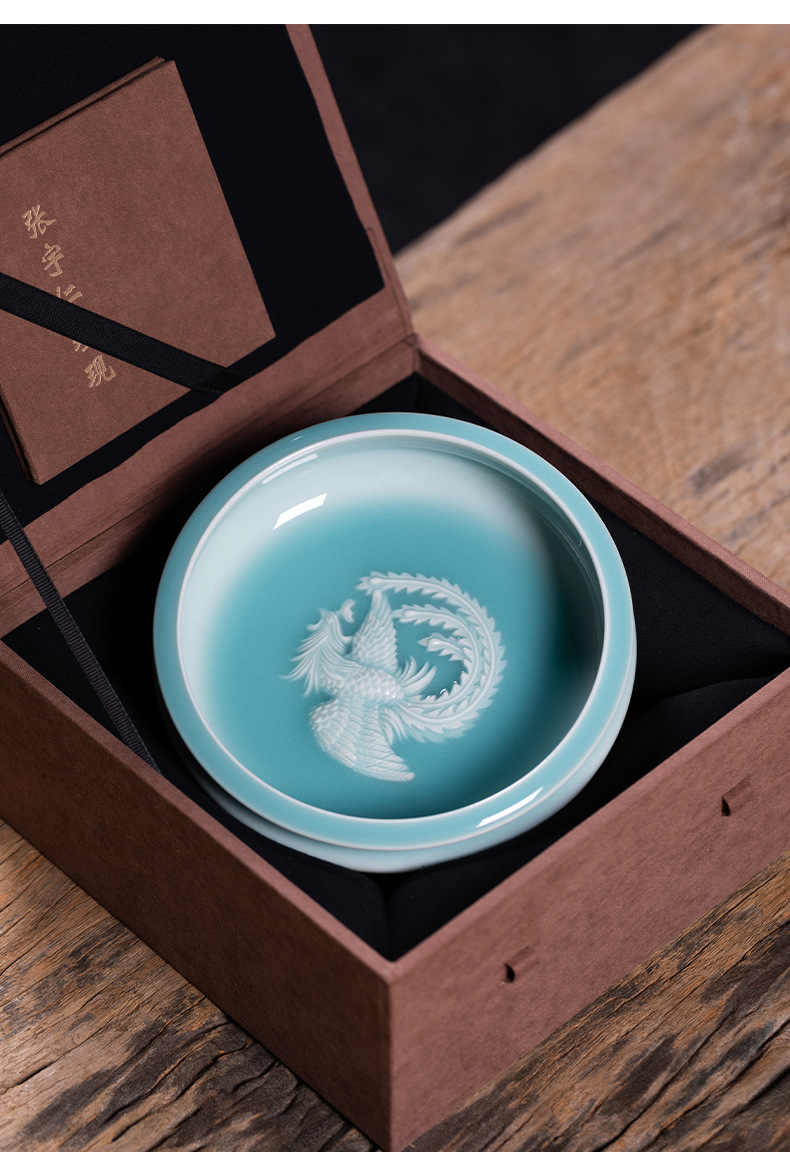 龙泉青瓷 纯手工茶洗大号功夫茶道配件 陶瓷名家水盂笔洗茶渣缸
