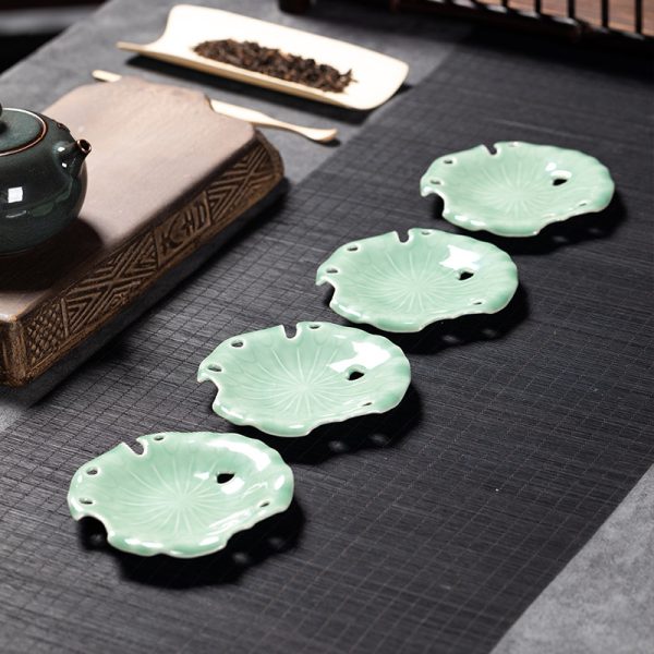 龙泉青瓷 创意莲叶茶托茶杯垫功夫茶道零配 陶瓷防烫隔热杯碟底托