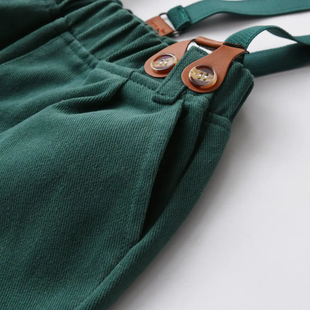 儿童秋装外贸童装圣诞印花长袖衬衫背带裤中大童套装男宝周岁礼服