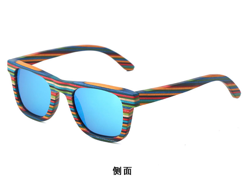 新款跨境男女士竹木眼镜  时尚彩木多层偏光太阳眼镜  UV400 现货