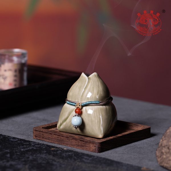 龙泉青瓷办公马克水杯带盖家用果盘香薰套装陶瓷喝茶杯端午节送礼