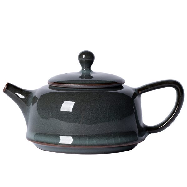 龙泉青瓷 手工茶壶单壶哥窑冰裂铁胎功夫茶具 陶瓷家用高档泡茶壶