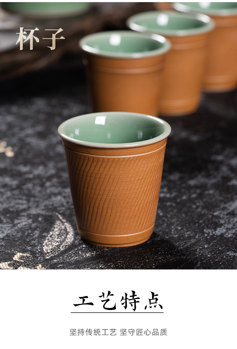 龙泉青瓷原矿跳刀手工功夫茶具套装陶瓷高档茶壶杯一壶四杯礼盒装