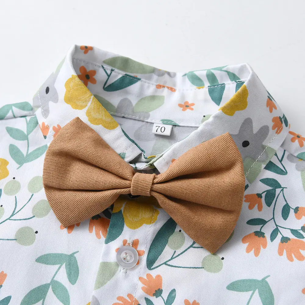 男童夏装网红套装送腰带新款儿童洋气帅气夏季短袖衬衫宝宝时髦潮